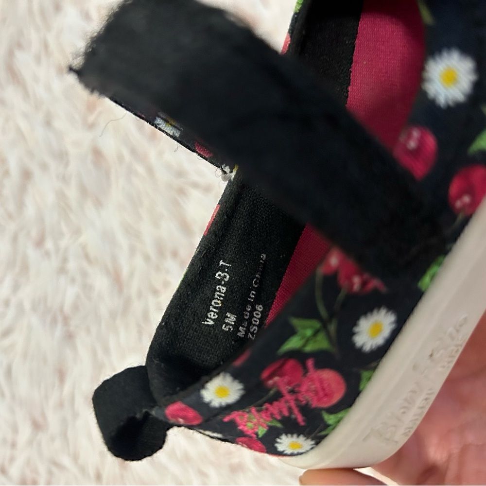 Blowfish Malibu Kids Verona Black Red Floral Cherry Bow Mary Jane Flats Baby 5 - Picture 4 of 10